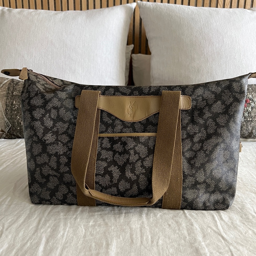 YSL - Vintage Yves Saint Laurent Monogram Canvas Duffle Weekender Travel Bag